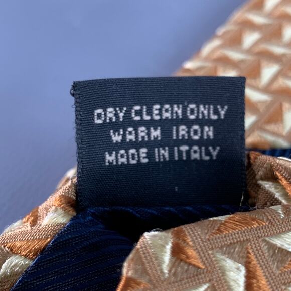 ERMENEGILDO ZEGNA Beige Tan Geometric Jacquard Silk Tie - Picture 6 of 6